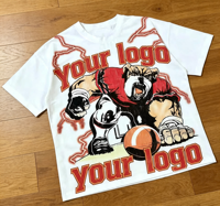 T-shirt surdimensionné en tricot personnalisé avec strass, vintage, délavé à l'acide, col rond, 100% coton lourd, impression DTG pour hommes