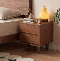 Table de chevet simple et moderne à 2 tiroirs en bois massif, robuste, pour chambre à coucher, vente en gros, personnalisable OEM CTG007