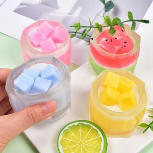 Wholesale Imitation Milk Tea <b>Cup</b> Squeeze Toy Colorful Fruit Cube Dessert Fidget Squishy Toy Anti-anxiety Decompression Gift - Product Image 1