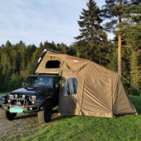Tente de toit rigide pliable en toile imperméable avec échelle télescopique en aluminium, une chambre, pour 4x4 tout-terrain et expéditions.