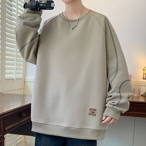 Suéter para hombre con cuello redondo acolchado de terciopelo, manga larga, holgado, informal, cómodo, transpirable, a la moda en otoño e invierno - Product Image 2