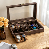 Boîte de rangement vintage en cuir grain de bois pour lunettes et montres, étui anti-poussière pour bijoux, présentoir à bijoux - Grande Vente