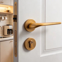 Serrure de porte à cylindre à clé finition or mat de qualité supérieure, design moderne pour hôtels et appartements, durabilité et style réunis, installation facile