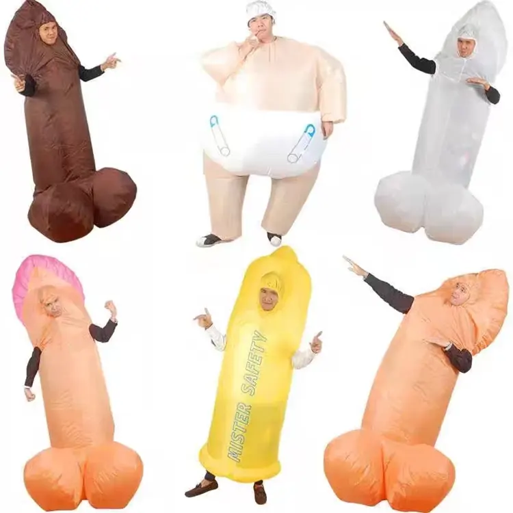 Polyester Funny Cosplay Blow up Mascot Costume Adults Pecker Big Bird Full Body Cock Penis Inflatable Costume for Bachelor Party