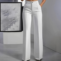 Pantalon de Costume Élégant pour Femme – Taille Mi-Haute, Coupe Droite, Longueur Intégrale, en Spandex/Polyester – Nouvelle Collection Automne Hiver