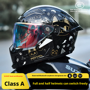 Cascos de Motocicleta Abiertos con Doble Visor, Nuevo Casco Integral de Motocicleta con Doble Lente ABS, Diseño Gráfico de Liberación Rápida, para Todas las Estaciones - Product Image 3