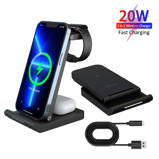 3 in 1 Wireless Charger 15W CE FCC ROHS Multi-function Custom Fast Wireless Cellphone Chargers