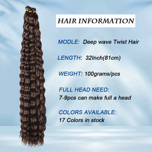 Vente en gros de paquets de cheveux synthétiques Deep Wave Twist 32 pouces de long Extensions de cheveux bouclés Deep Wave Twist <span class=keywords><strong>Crochet</strong></span> Tressage pour les femmes - Product Image 4