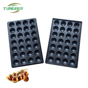 Plaque de cuisson industrielle en acier aluminisé, 60 moules demi-sphériques individuels pour friandises sphériques - Product Image 1