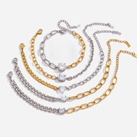 Bracelet chaîne en acier inoxydable avec breloque zircon pour femme, haut de gamme, empilable, tendance, marque FANKE, bijoux inaltérables pour anniversaire