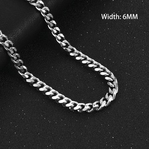 Collier chaîne cubaine en acier inoxydable 3.5/5/6/7/8/9mm pour hommes et femmes, collier ras du cou épais en métal couleur argent, accessoire punk, bijoux - Product Image 4
