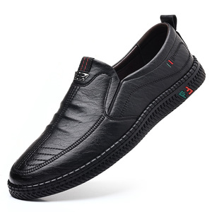 Zapatos Casuales de Piel para Hombre, Estilo Slip-On, Suela Suave, Tacón Bajo, Suela de Goma, para Caminar y el Tiempo Libre - Product Image 4