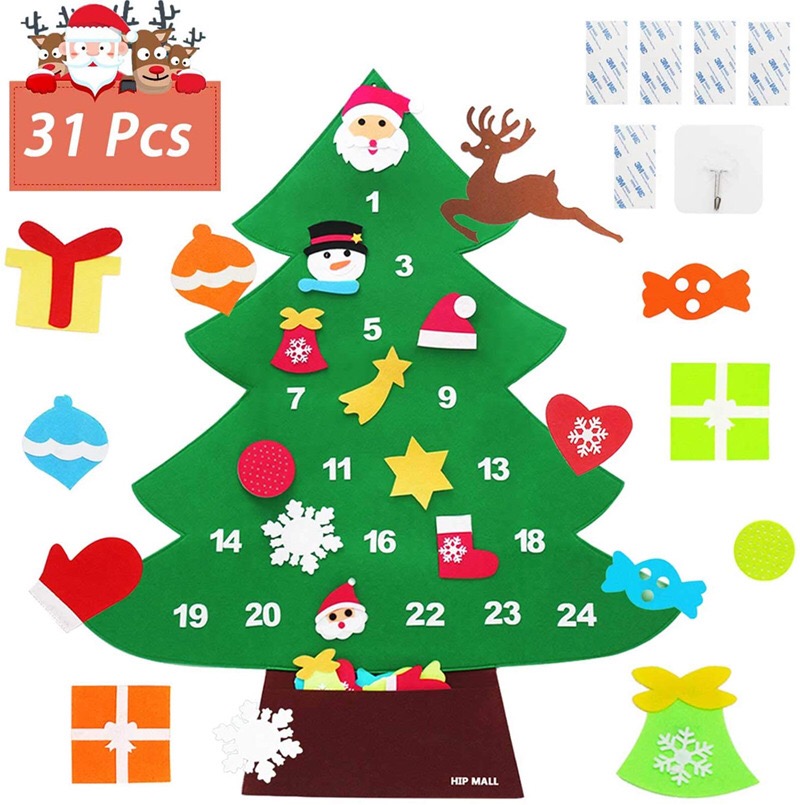 DIY Felt Christmas Wall Tree With Ornament Set Christmas Decoration Gifts For Kids