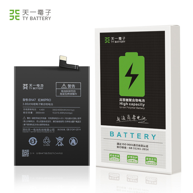 Hot Sale 3900mAh 3.85V Mobile Phone Lithium-ion Polymer Battery BN47 Storage for Redmi 6pro MI A2 LITE in Stock
