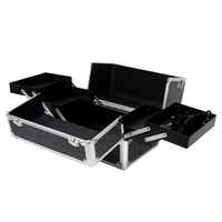 Valise de Maquillage Professionnelle en Aluminium Grande et Durable, Boîte de Rangement Cosmétique, Organisateur de Beauté, Mallette de Voyage à 4 Plateaux Ouverts