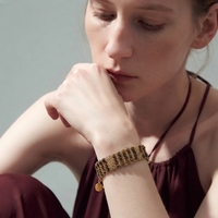 Bracelet tissé en pierre naturelle œil de tigre de haute qualité, fait main, perles bohèmes, cristal, acier inoxydable, bijoux OEM/ODM