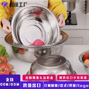Stainless Steel <b>Colander</b> Set 3 Piece With <b>Strainer</b> And Mixing Bowl For Kitchen Vegetable Washing And Drainage - Product Image 5