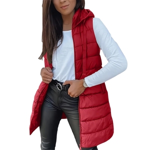 <span class=keywords><strong>Gilet</strong></span> matelassé long 100 % polyester 90 % duvet de canard, style streetwear, à <span class=keywords><strong>capuche</strong></span>, avec fermeture éclair, collection Hiver 2025 pour femme - Product Image 1