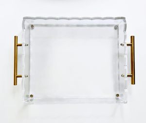 Vassoio in Acrilico Trasparente 10 X 12 con Manici Bronzo, Cuscinetti Antiscivolo e Tappetino Magnetico per Foto, Arte e Messaggi - Product Image 5