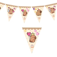 Vaisselle de fête Capybara, décoration d'anniversaire, assiettes en papier jetables pour enfants, gobelets, serviettes, ballons, décorations de gâteau, boîtes à popcorn