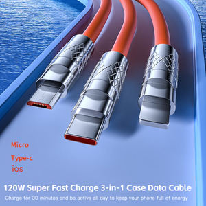 สายชาร์จเร็ว3 in 1 120W 6A สายชาร์จซิลิโคนเหลว Micro USB Type-C สายข้อมูลโลหะผสมสังกะสีสำหรับโทรศัพท์13 PRO MAX Xiaomi 13 Samsung - Product Image 2