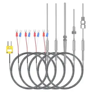 Sonda de termopar flexible tipo K/J/PT100 con cable conductor de alta temperatura aislado