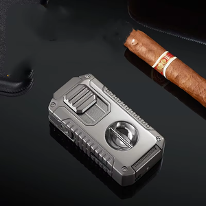 All-in-one <strong>Torch</strong> Cigar Lighter With Built-in Cigar Cutter V Cut Cigar Holder <strong>Triple</strong> Windproof Jet <strong>Flame</strong> Lighter With Gift Box - Product Image 2