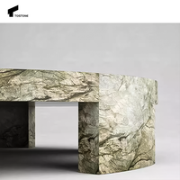 Table basse en marbre vert naturel exquis atmosphérique personnalisable de Tostone pour la décoration intérieure et extérieure