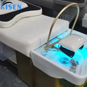 Table de lavage et de massage capillaire professionnelle Kisen avec bac à shampoing, lit de spa chauffé pour thérapie aquatique de la tête, lit de pédicure et lit de shampoing avec vapeur - Product Image 3