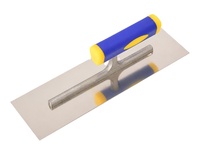 Truelle de finition en acier inoxydable, directement de l'usine, avec poignée en plastique souple pour le plâtrage et le lissage des murs