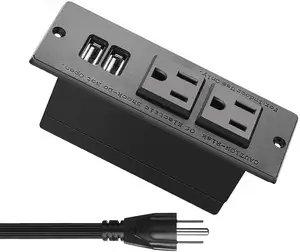 Furniture Power Strip Dual Usb Hidden Charging Station for Side Table with 45 Degree Flat Plug Extension Cord