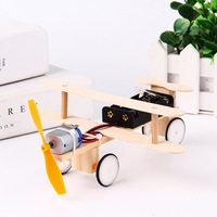 Enfants fait à la main bricolage éducatif en bois modèle jouet drôle Science électrique jouet avion assemblage