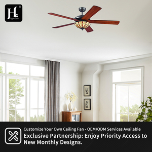 Ventilateur de plafond de luxe en bois naturel de 52 pouces pour la décoration intérieure, ventilateur de plafond intérieur avec lumière et télécommande - Product Image 5