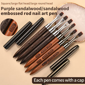 شعر وأظافر نايلون عالي الجودة للبيع بالجملة مقبض خشب الصندل سهل الاستخدام 3 أنواع من الأقلام الطويق للرسم - Product Image 3