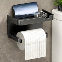 Étagère murale pour boîte à mouchoirs de salle de bain, sans perçage, support mural pour rouleau de papier toilette, étagère suspendue pour toilettes