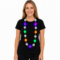Collier à 6 perles de 42 pouces, perles blanches facettées, collier lumineux LED coloré pour le carnaval de Mardi Gras