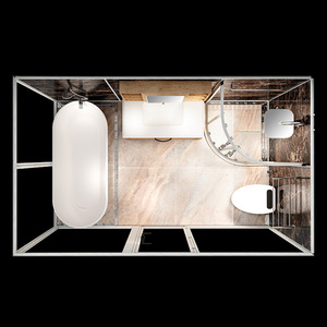 Kamar mandi prefabrikasi mewah siap dibuat Unit kamar mandi lengkap kamar mandi terintegrasi dengan bak mandi - Product Image 4