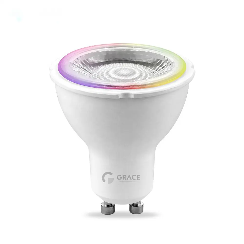 Alexa Google Home Voice Control Wifi Tuya Smart4.5w RGB+CCT GU10 Light Bulb Wifi LED Remote Smart Bulb AC 80 Indoor GRACE 20000