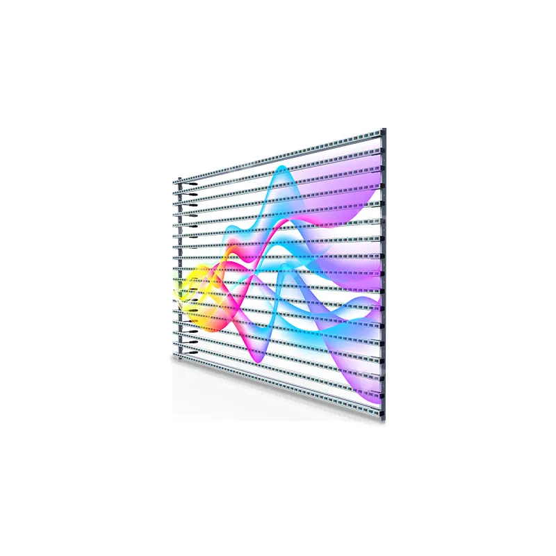 window outdoor glass transparent curtain LED display transparent panels led strip mesh display screen