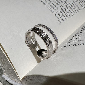 Anillo de Plata de Ley S925 con Diseño Vintage, Diseño de Flor de Coche, Doble Capa, Elegante, Temperamento Simple, Moderno, Retro, Incrustaciones, Talla Única - Product Image 4