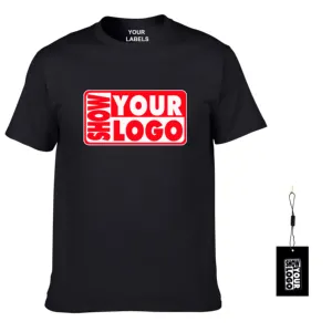 Высококачественная 100% хлопок 180gsm футболка с пользовательским логотипом с бесплатной этикеткой