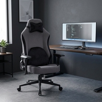 Chaise de jeu ergonomique traditionnelle en tissu, inclinable, pivotante, réglable en hauteur, avec vérin à gaz 4 positions, support lombaire, certifiée EN1335