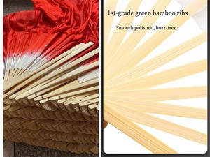 Precio de fábrica Abanico de seda largo de doble cara para danza, 1.2M 1.5M 1.8M, Velo de abanico para danza del vientre para actuaciones en escenario, recitales y disfraces - Product Image 3