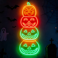 Lumière néon en forme de tête de citrouille en acrylique, lumière néon décorative, lumière néon d'Halloween, enseigne néon LED personnalisée