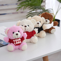 Porte-clés en peluche personnalisé, ours mignon en T-shirt, 4,7 pouces, coton PP, logo personnalisé, cadeaux pour l'école/les fêtes