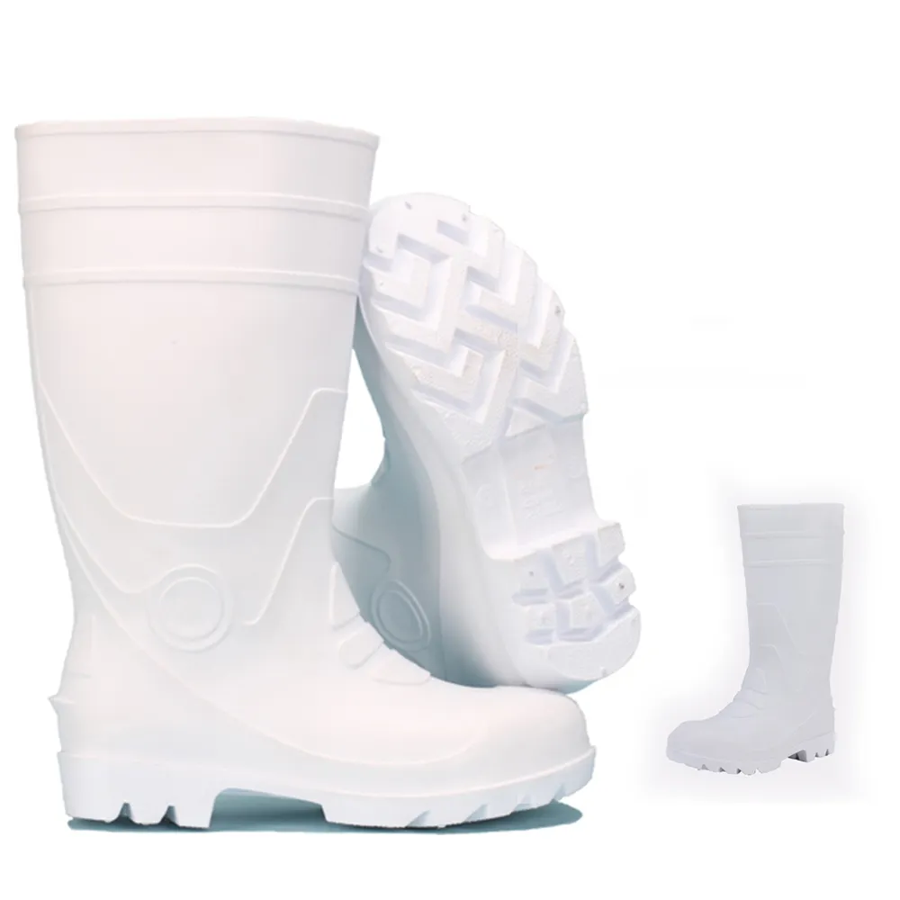 unisex high quality hot fashion white pvc safety boots rain boots waterproof wholesale food industry factory