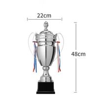 Vente en gros sur mesure Trophée du championnat en métal doré pour les activités sportives des clubs Trophées génériques avec base noire