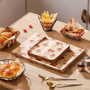 Papel de Envolver para Postres de Cafetería, Papel Grueso Resistente al Aceite, Retro, Personalizado, Creativo, para Llevar Comida - Product Image 1