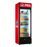 Réfrigérateur commercial vertical OEM à porte vitrée simple, refroidissement direct, sans givre, 4 étagères réglables