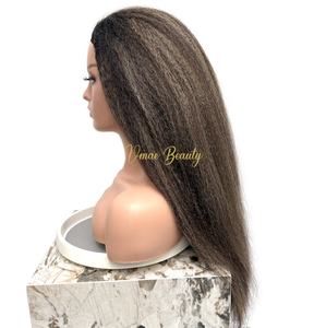 <span class=keywords><strong>Parrucca</strong></span> VMAE con Mezza Testa a U o V, Balayage Biondo Cenere, Capelli Umani Naturali Birmani Yaki Lisci Crespi per Donne di Colore - Product Image 3